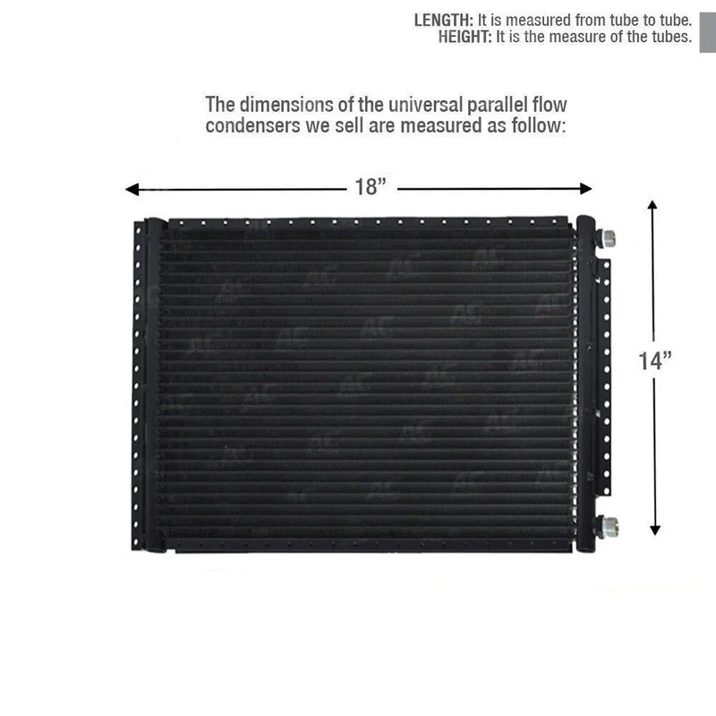 thumbnail interactive-video image 1 of Universal A/C Condenser From CLIMAPARTS! Parallel Flow Design, 18" X 14" Core Size, With #6 And #8 O-ring Fittings. Aluminum, Made In Taiwan. A Great Universal Fit For Your Project. 1 of 2