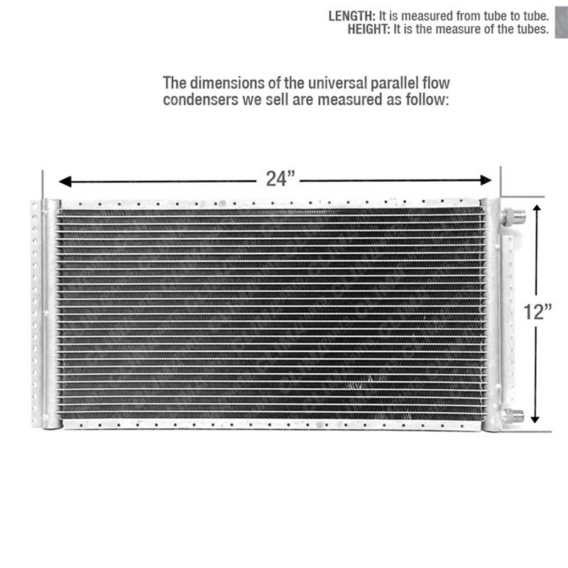 CNFP1224 A/C Universal Condenser Parallel Flow 12 x 24 O-ring #6 And #8 Ports