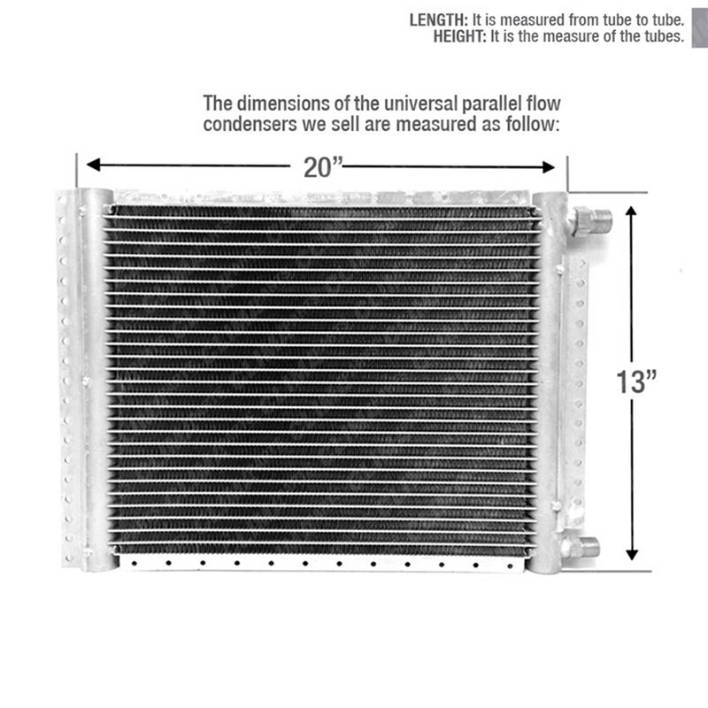 CNFP1320 A/C Universal Condenser Parallel Flow 13 x 20 O-ring #6 And #8 Ports