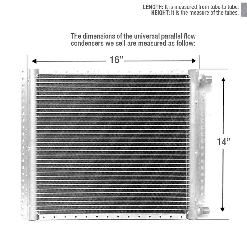 AC Condenser Universal 14x16 Inch Parallel Flow With O-Ring #6 & #8 ...