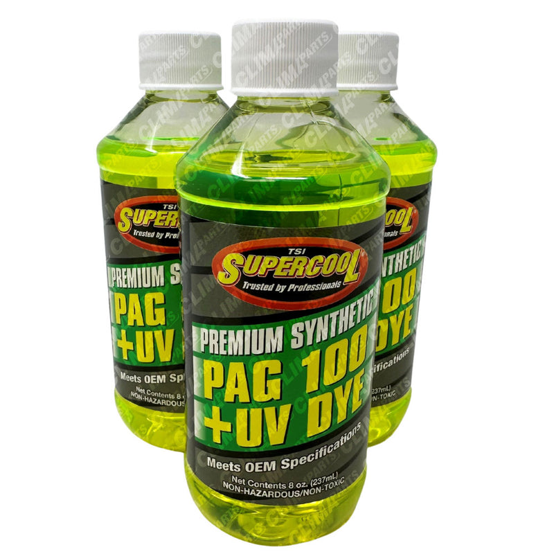 Premium Synthetic A/C Refrigerant Oil PAG 100UV Vis 8oz. for R134a Systems 3 Pack