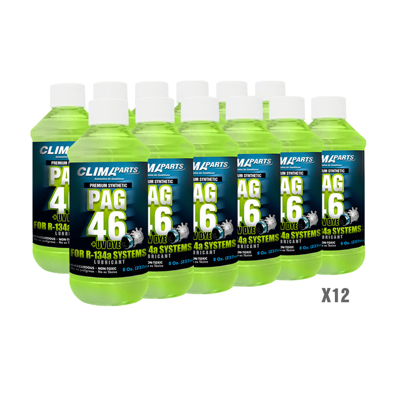Premium Synthetic AC Refrigerant Oil PAG46-8UV Vis 8oz. for R134a Systems 12 Units