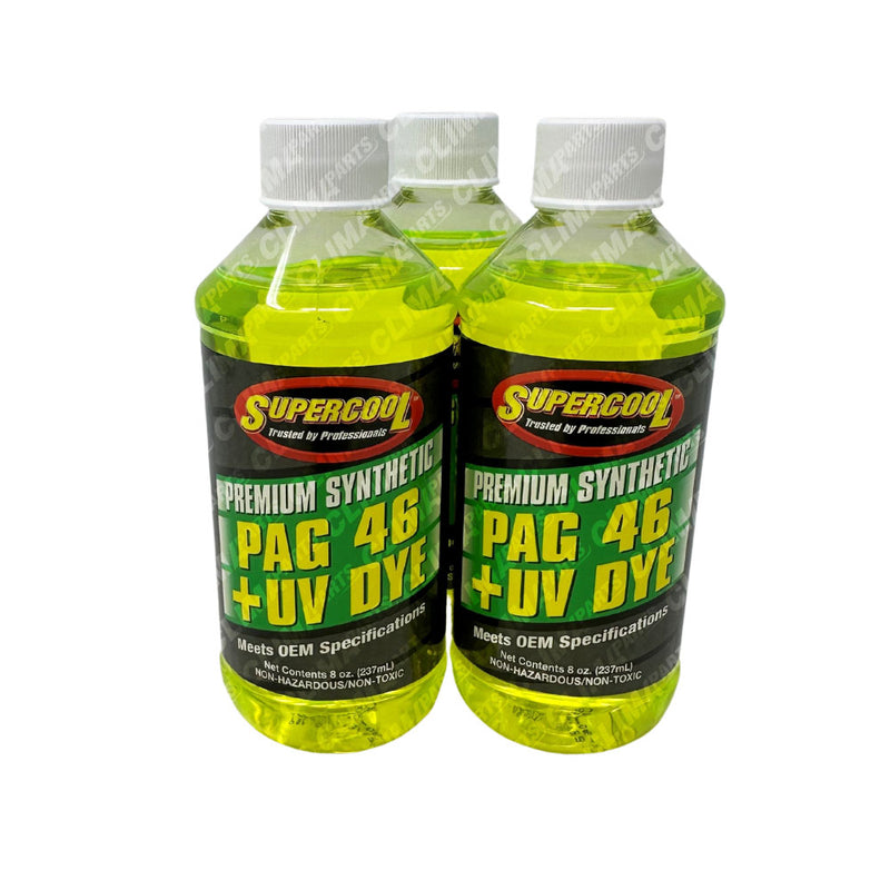 Premium Synthetic A/C Refrigerant Oil PAG 46UV Vis 8oz. for R134a Systems 3 Pack